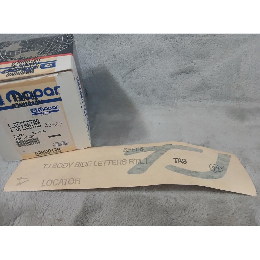 Mopar Jeep Wrangler TJ Body Side Letters Decal RT/LT 1-5FE56TA9 New 2001 NOS